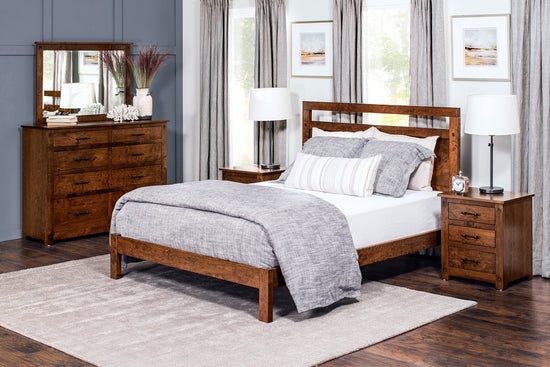 Montrose bedroom set, customized in solid hard wood of your choice. Oak, Maple, Cherry. Handmade by Amish craftsmen. Bedroom suite. Local delivery within Alberta. Quality and Affordability. King, Queen, Double, Single beds available. Hand made.